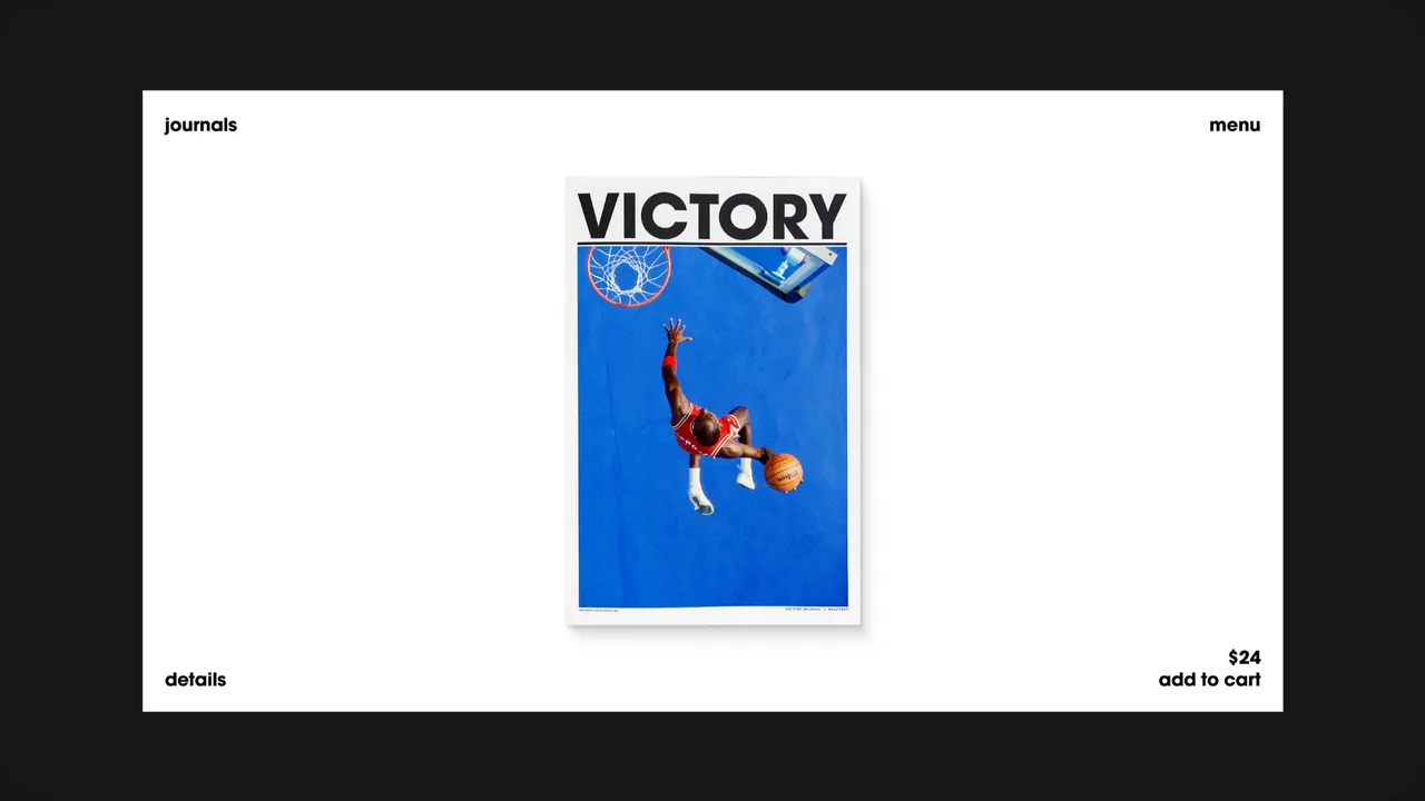Victory Journal: product page for a single issue with a basketball dunk on the cover, $24.